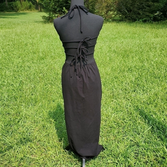 𝅺Black backless maxi tshirt dress small EUC - Picture 7 of 7